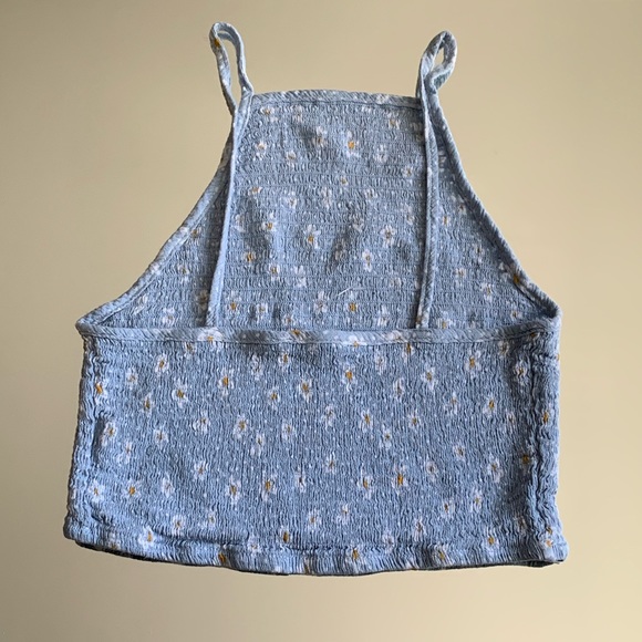 PACSUN L.A HEARTS BLUE FLORAL HALTER TANK - Picture 2 of 3